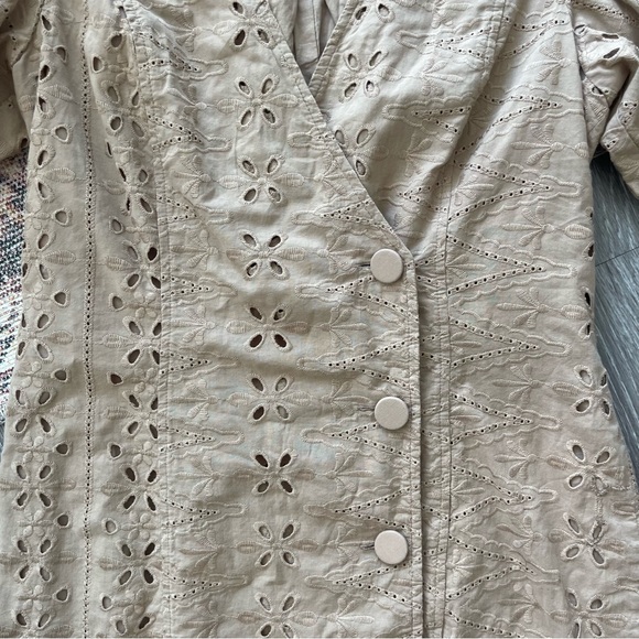 INC Brown Eyelet Puff Sleeve Mini Wrap Dress - Picture 5 of 11